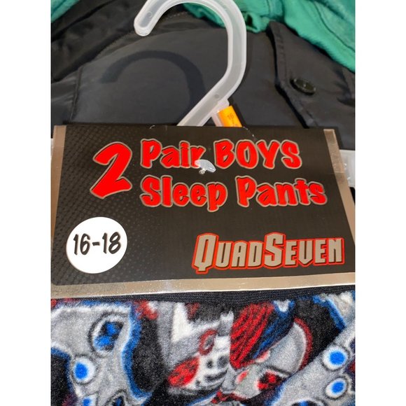 QuadSeven 2 Pair Boys Sleep Lounge Fleece Pants Size 16/18 flame Resistant - Picture 1 of 9